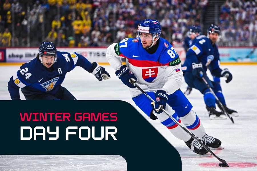 Slovakia’s forward Pavol Regenda in action against Finland at the hockey World Championships last year