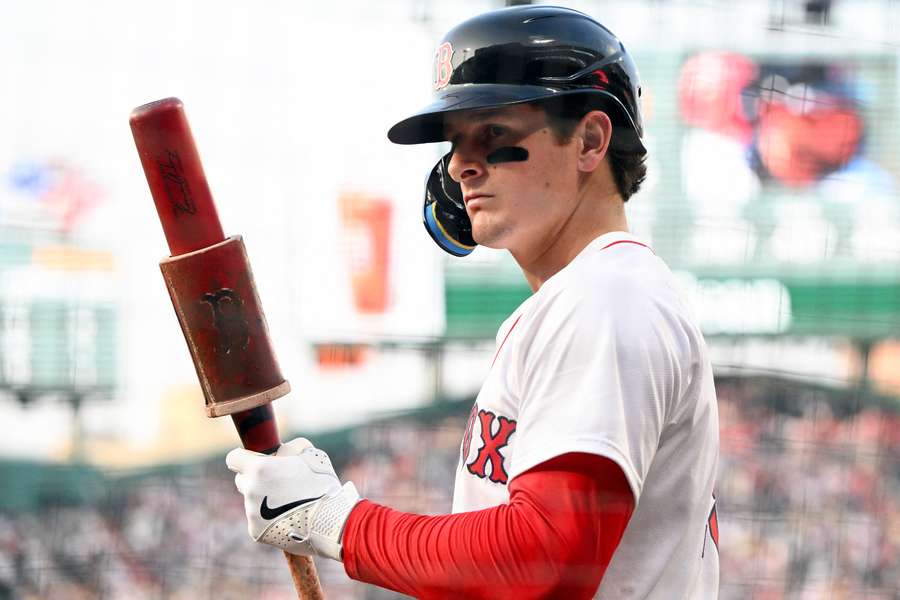 Boston Red Sox's Roman Anthony looks on from the on-deck circle (2025)