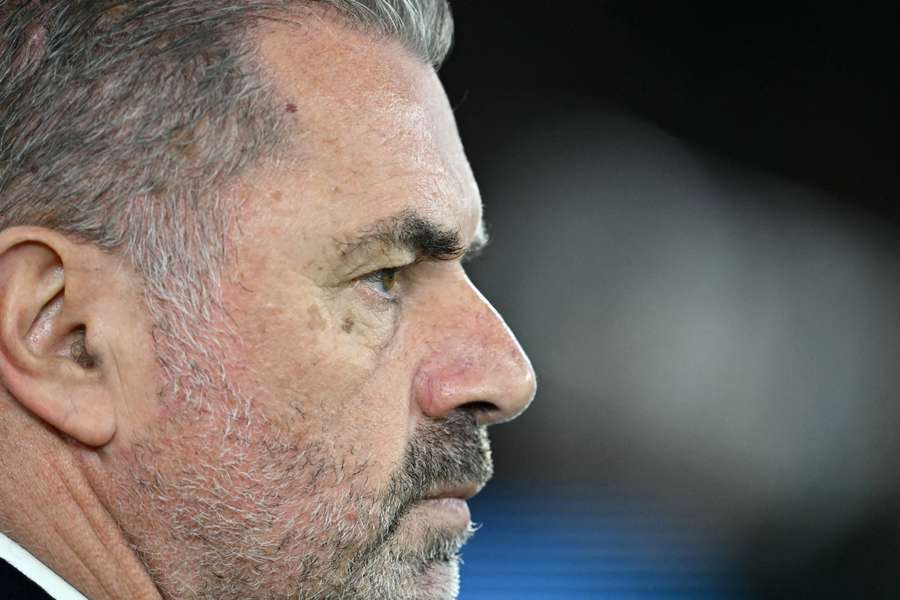 Greek-Australian Head Coach Ange Postecoglou reacts before the English Premier League football match between Southampton and Tottenham