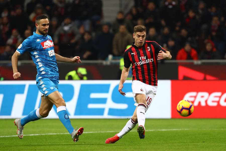 Piatek durante Milan-Napoli Piatek durante Milan-Napoli