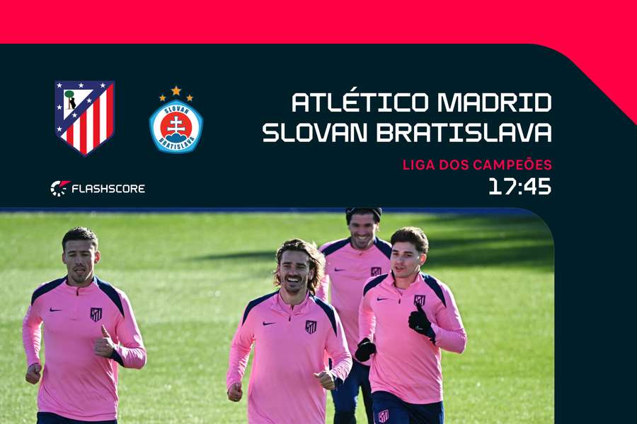 Atlético Madrid defronta o Slovan Bratislava