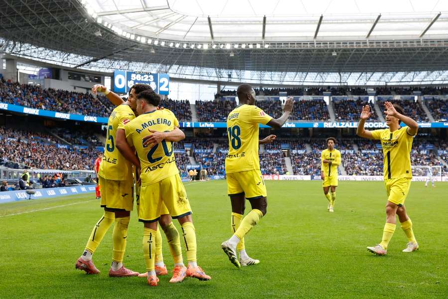 Villarreal celebrate against Real Sociedad