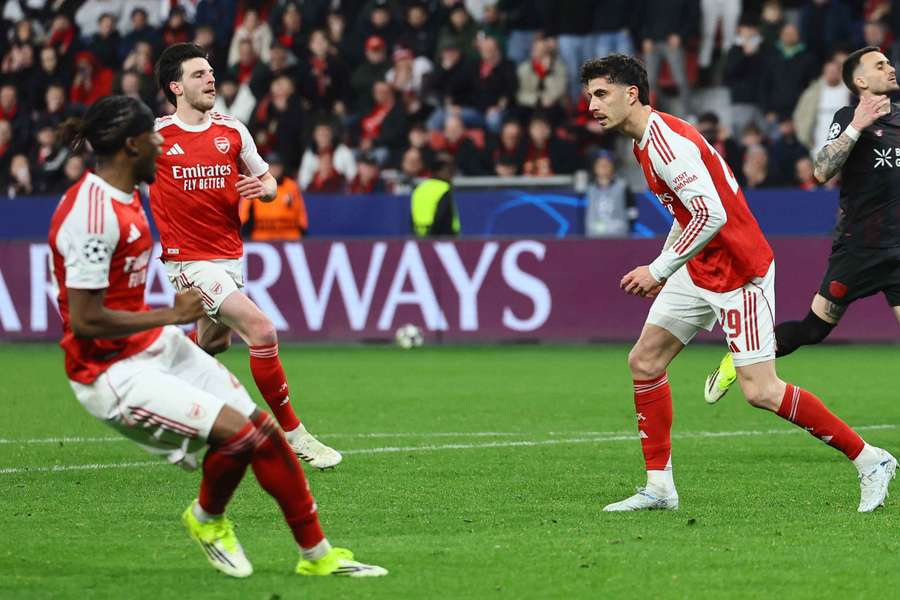 Kai Havertz, do Arsenal, celebra o golo de penálti