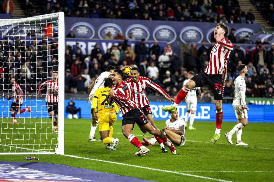 Jobe Bellingham reacts after netting Sunderland's winner