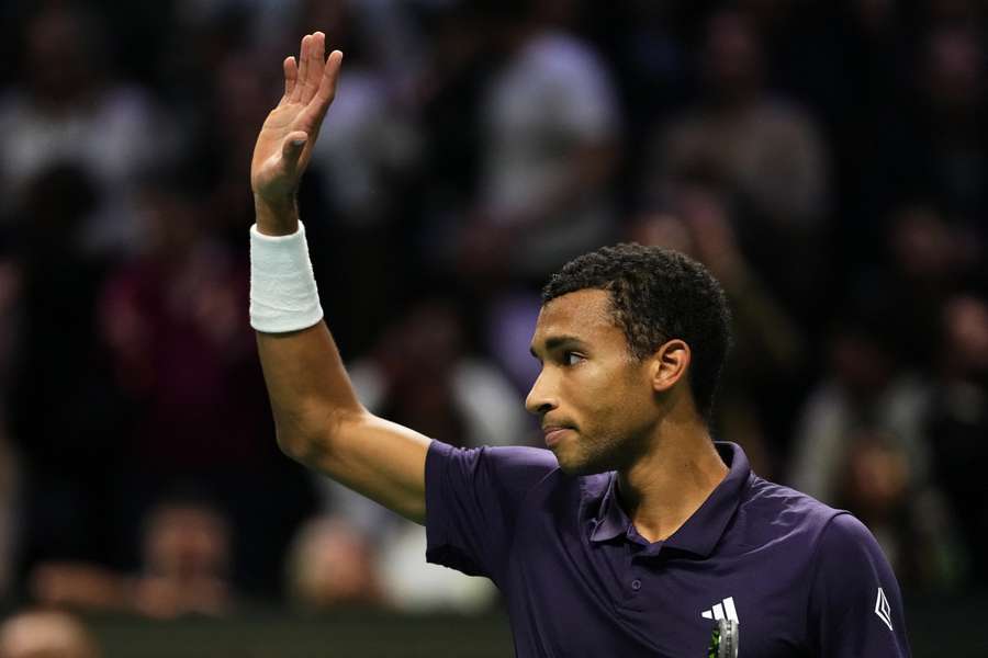 Canada's Felix Auger-Aliassime celebrates after winning against Monaco's Valentin Vacherot in Paris Canada's Felix Auger-Aliassime celebrates after winning against Monaco's Valentin Vacherot in Paris