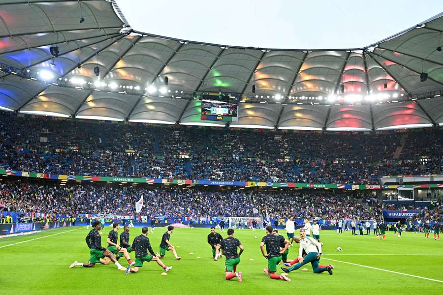 De warming-up voor Frankrijk - Portugal