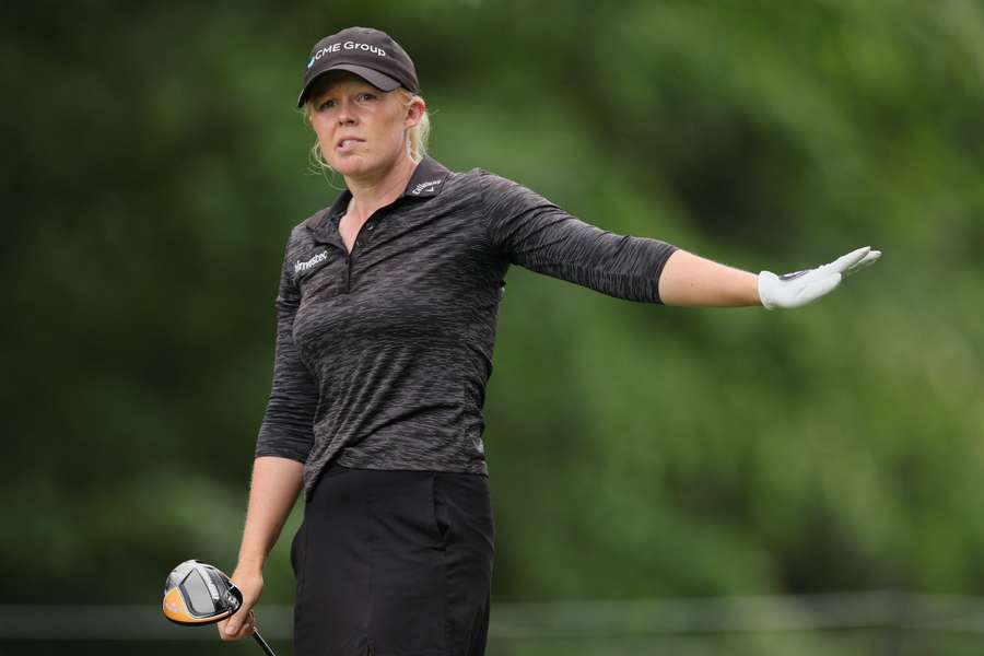 Stephanie Meadow watches her shot from the third tee during the third round Stephanie Meadow watches her shot from the third tee during the third round