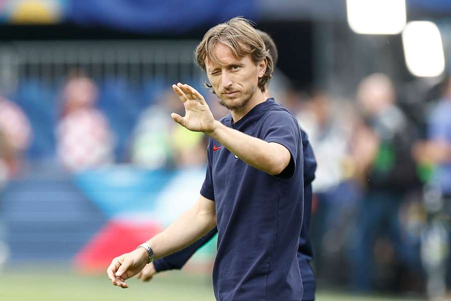 Luka Modric avant un match avec la Croatie