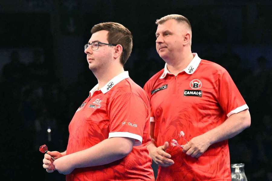 Sebastian Białecki i Krzysztof Ratajski podczas World Cup of Darts
