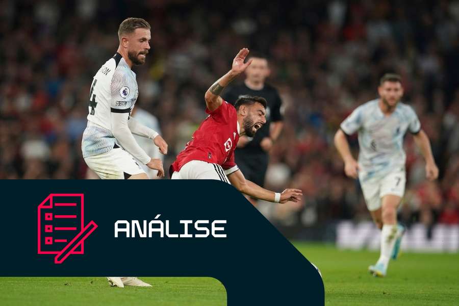 Bruno Fernandes contra Jordan Henderson quando este representava o Liverpool