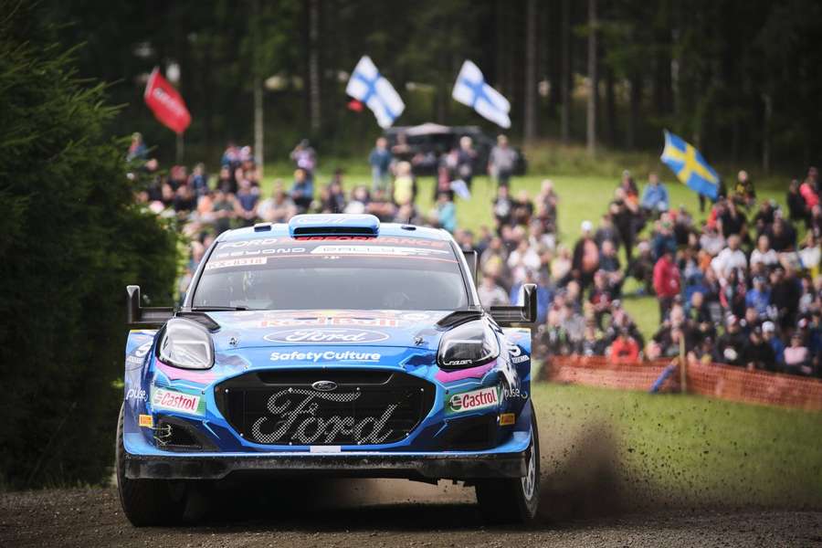 Tanak drives across the Finland track