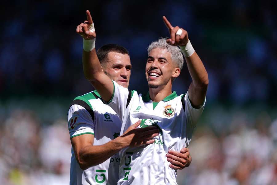 Yassir Zabiri of Racing celebrates scoring his team’s second goal Yassir Zabiri of Racing celebrates scoring his team’s second goal