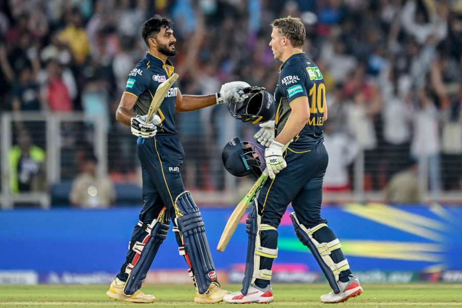 Vijay and Miller celebrate their run chase
