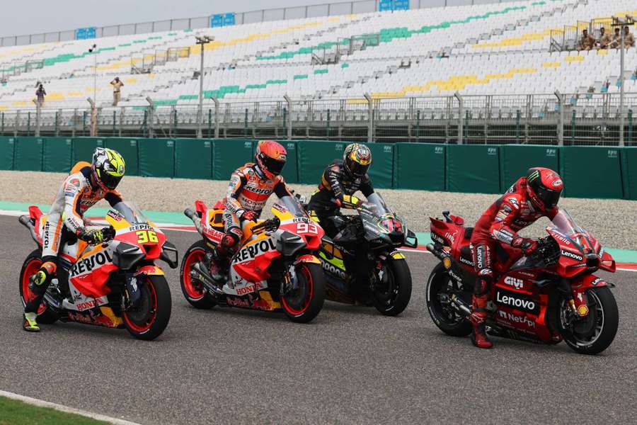 Bezzecchi, Mir, Marquez and Bagnaia after qualifying