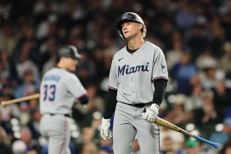 Marlins' Kyle Stowers walks back after a strikeout (2025)