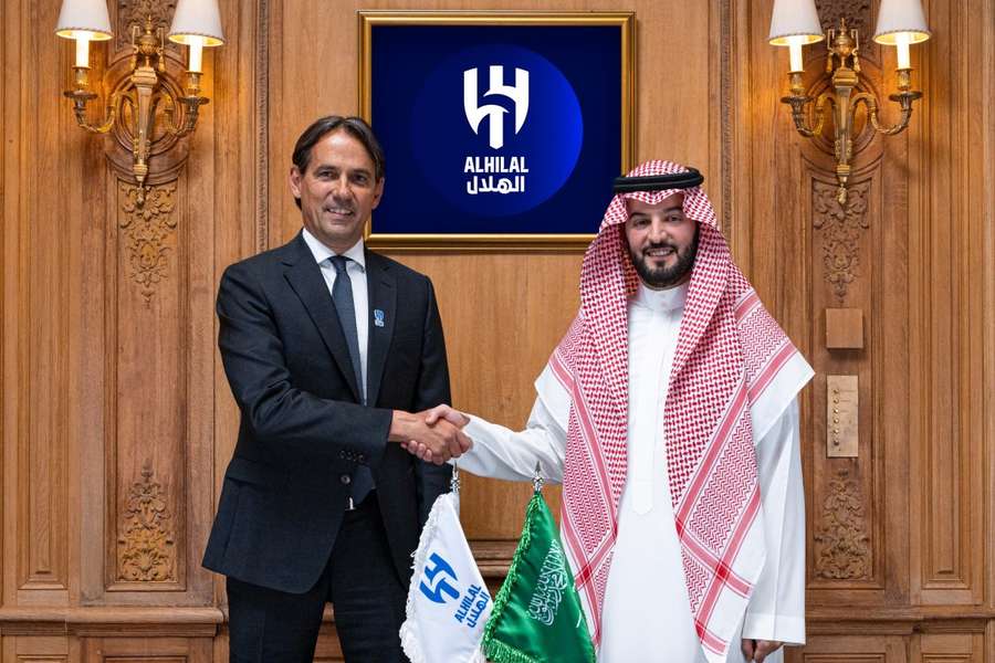 Simone Inzaghi na sua apresentação no Al Hilal