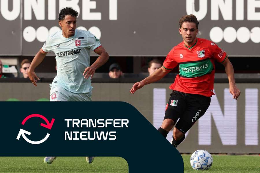 Bart van Rooij (R) tegen zijn nieuwe club FC Twente