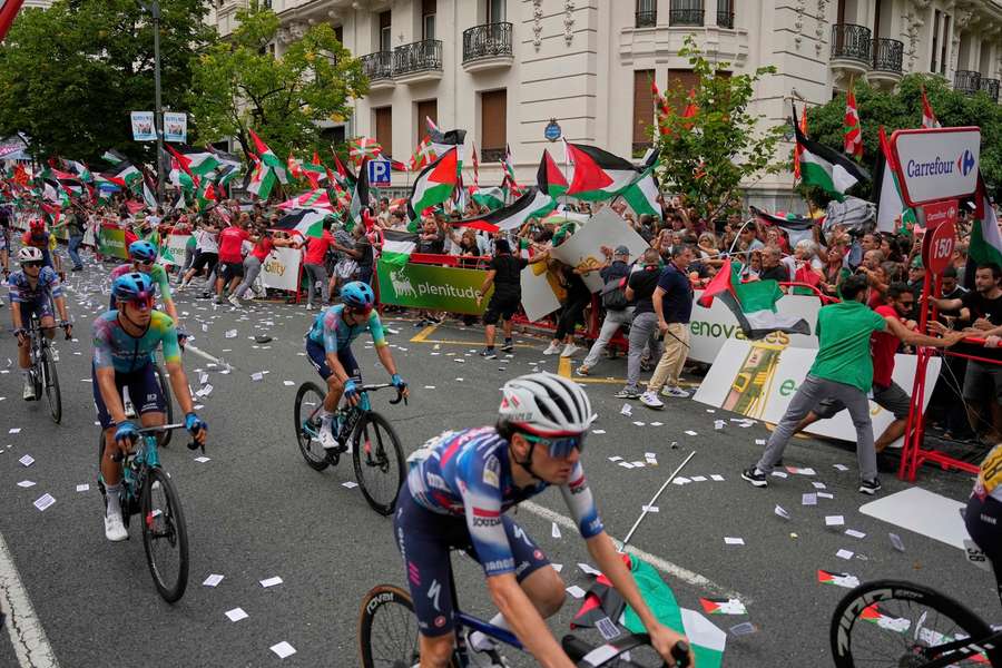 Protesters disrupted the finish of the 11th stage of the Vuelta