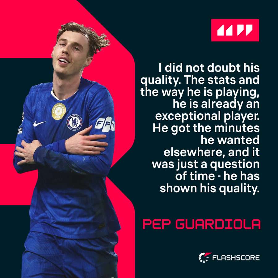 Pep Guardiola quote on Cole Palmer