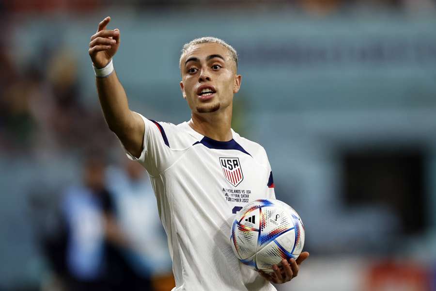 Sergiño Dest tijdens USA - Nederland op het WK