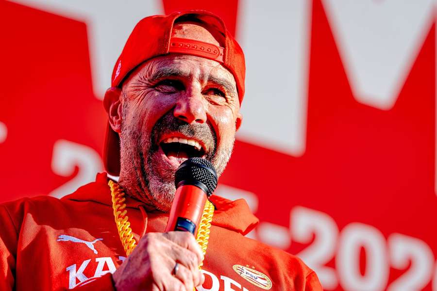 PSV manager Peter Bosz during the title celebrations