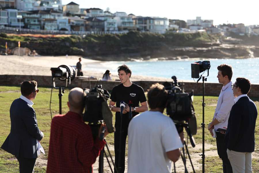 Pat Cummins speaks to reporters in Sydney on Wednesday.