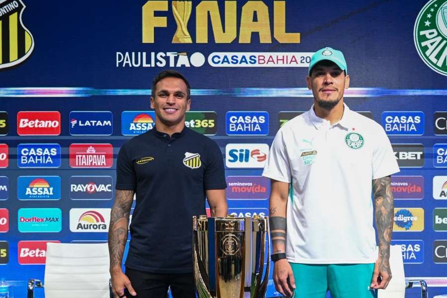 Robson e Gustavo Gómez, capitães de Novorizontino e Palmeiras na final do Paulistão
