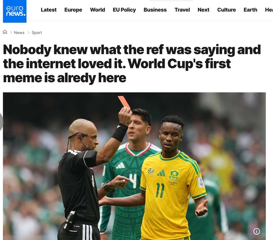 Primeiro meme da Copa chegou, publicou um dos maiores sites de notícia europeu Primeiro meme da Copa chegou, publicou um dos maiores sites de notícia europeu