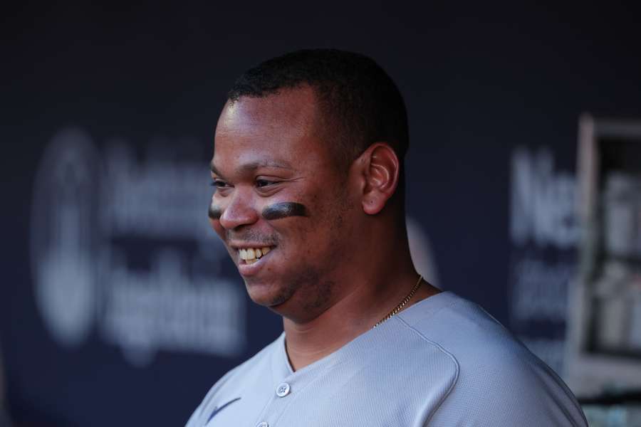Rafael Devers smiling in the dugout (2025) Rafael Devers smiling in the dugout (2025)