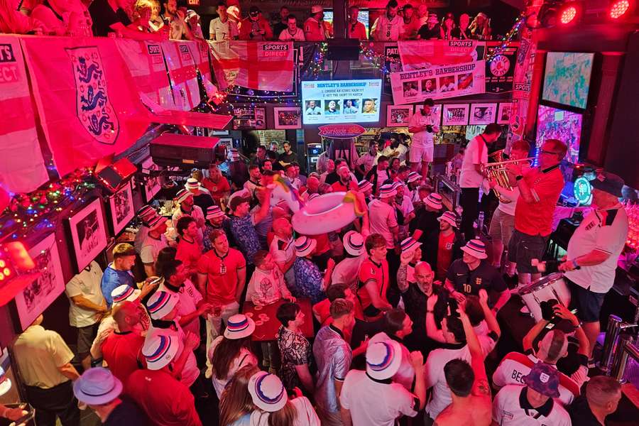 England fans party in The Greatest Bar in Boston on Monday evening England fans party in The Greatest Bar in Boston on Monday evening