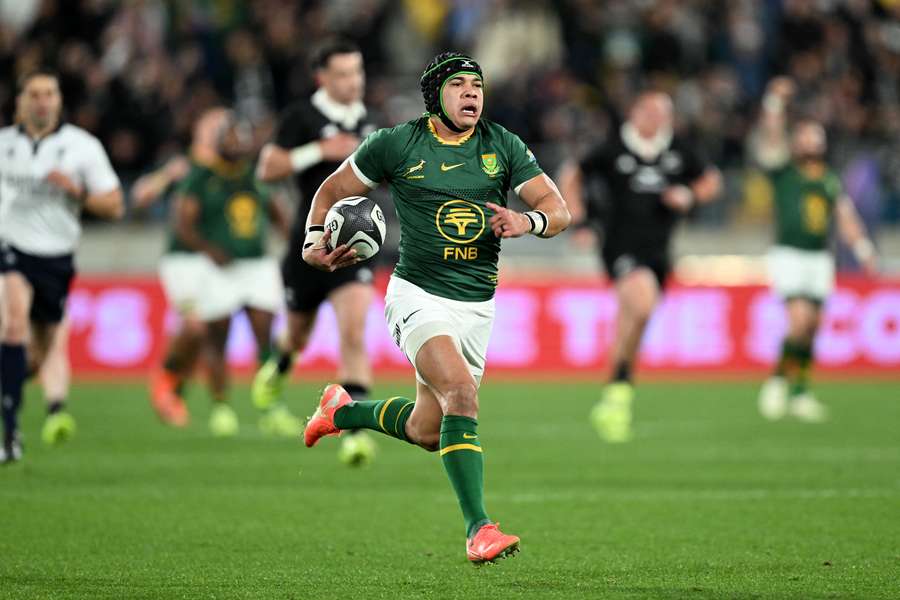 Cheslin Kolbe runs away to the tryline to score against New Zealand earlier this year. Cheslin Kolbe runs away to the tryline to score against New Zealand earlier this year.