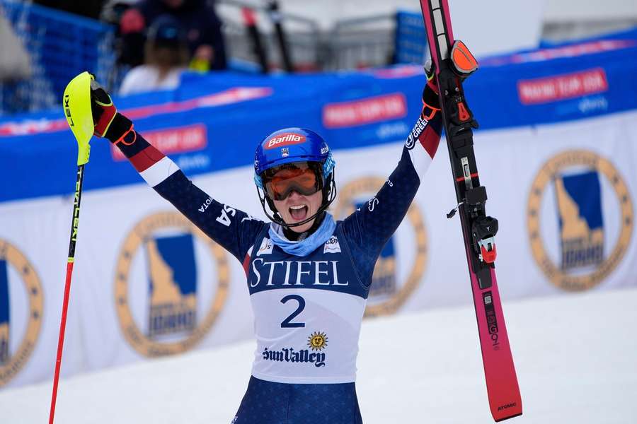 Mikaela Shiffrin celebrates her 101st win