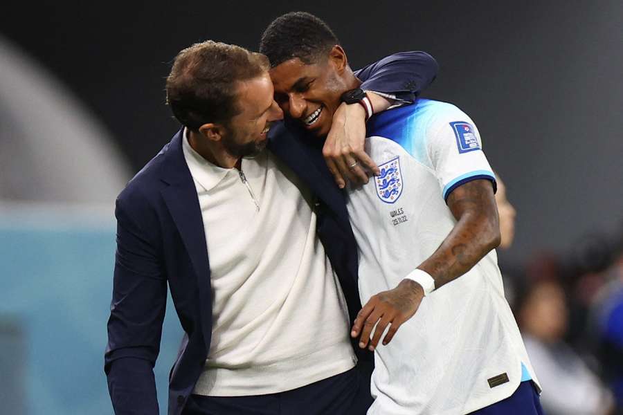 Southgate showing his delight with Rashford's performance