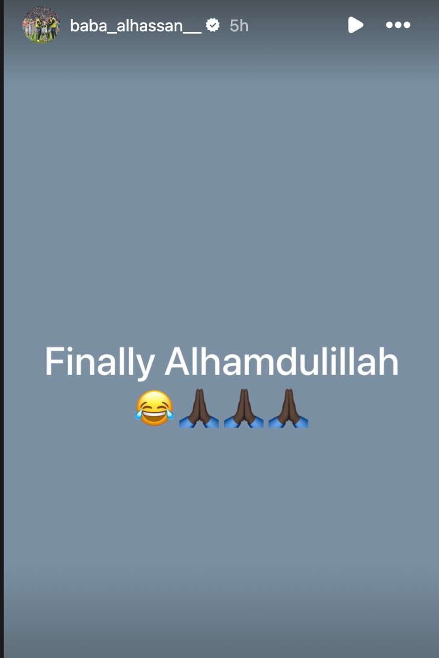 Mesajul postat pe Instastory de Baba Alhassan Mesajul postat pe Instastory de Baba Alhassan