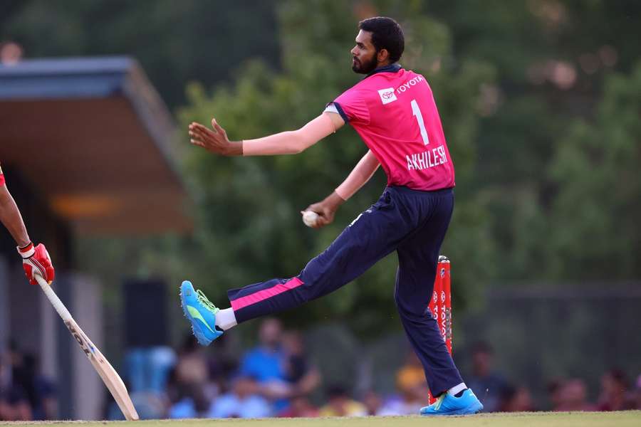 Akhilesh Reddy in action during a Major League Cricket match in 2022 Akhilesh Reddy in action during a Major League Cricket match in 2022