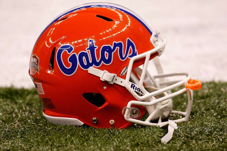 Florida Gators helmet on the field prior to the 2010 Sugar Bowl