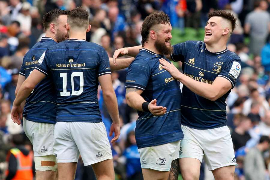 Leinster players celebrate their win