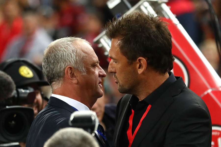 Iraq coach Graham Arnold and Australia manager Tony Popovic were once rival bosses of Sydney FC and Western Sydney Wanderers. 