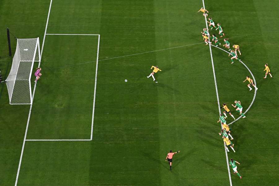 Stephanie Catley scores Australia's opening goal