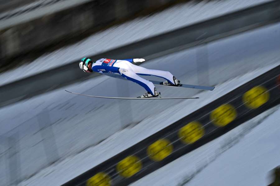 Zajc bei einem Sprung in Garmisch-Partenkirchen Zajc bei einem Sprung in Garmisch-Partenkirchen