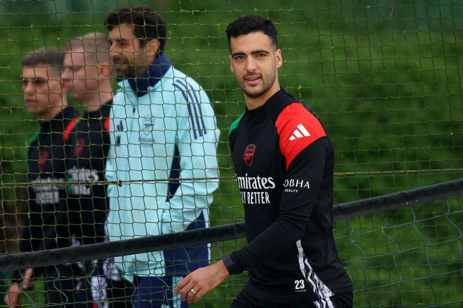 Merino, en un entrenamiento preparando el partido de vuelta del Arsenal