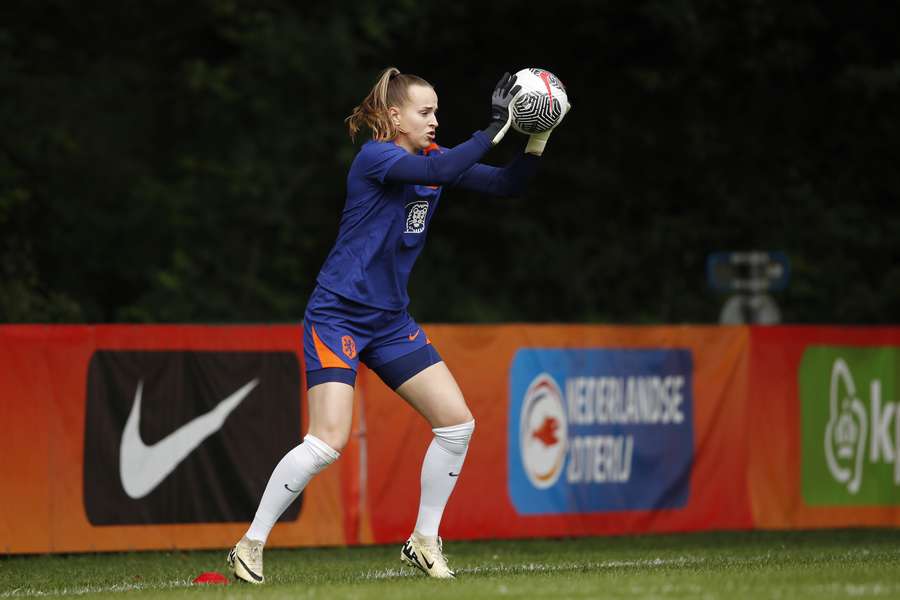 Van Domselaar tijdens een training van Oranje