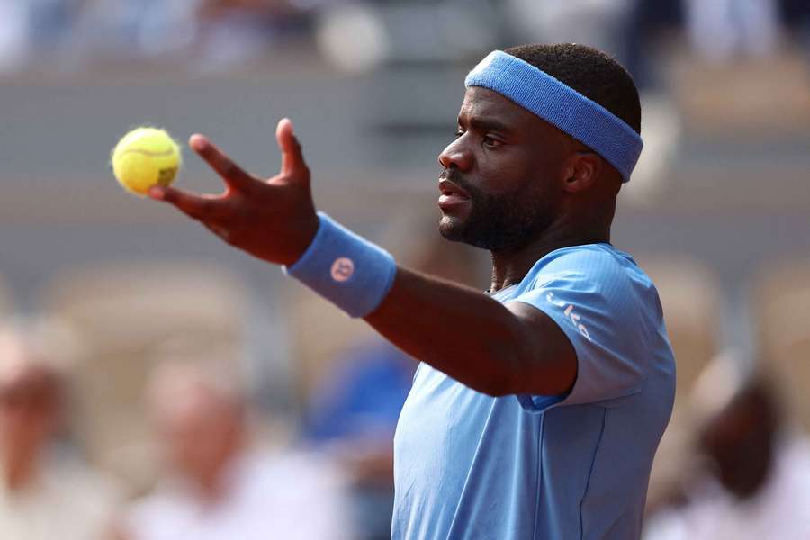 Frances Tiafoe of the US during his quarter-final match against Italy's Lorenzo Musetti