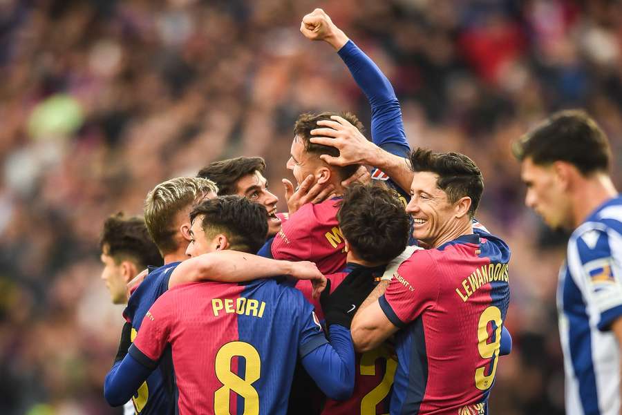 Marc Casado celebrates goal