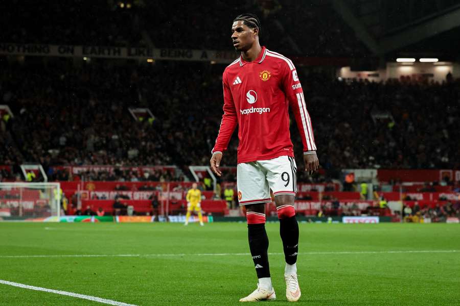 Marcus Rashford, attaquant de Manchester United, lors du match de Carabao Cup face à Brighton à Old Trafford, le 16 septembre 2026. Marcus Rashford, attaquant de Manchester United, lors du match de Carabao Cup face à Brighton à Old Trafford, le 16 septembre 2026.