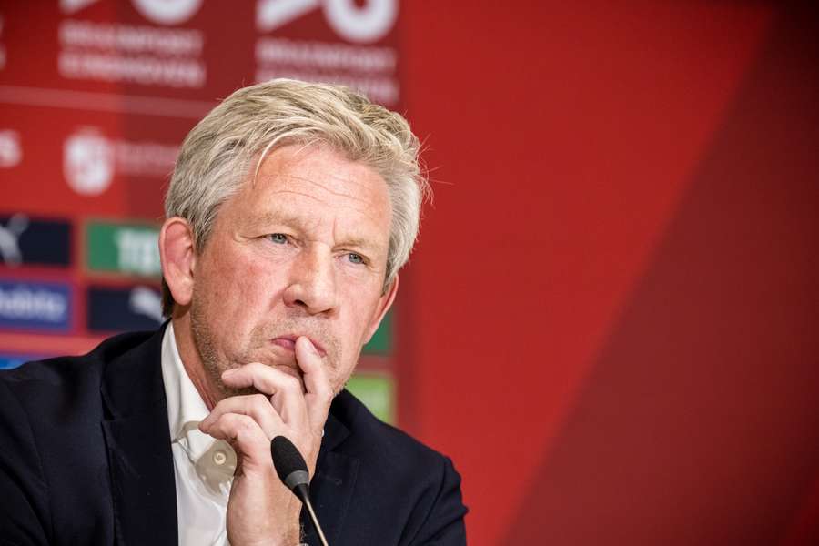 Algemeen directeur Marcel Brands van PSV tijdens de persconferentie over het vertrek van Ruud van Nistelrooij als trainer