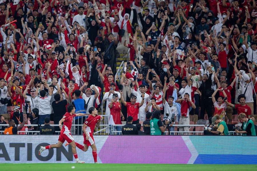 A file photo of Kevin Diks celebrating a goal scored for Indonesia in Jeddah last year.