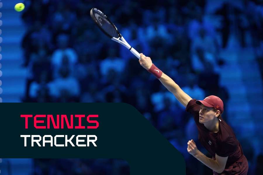 Jannik Sinner hits a serve