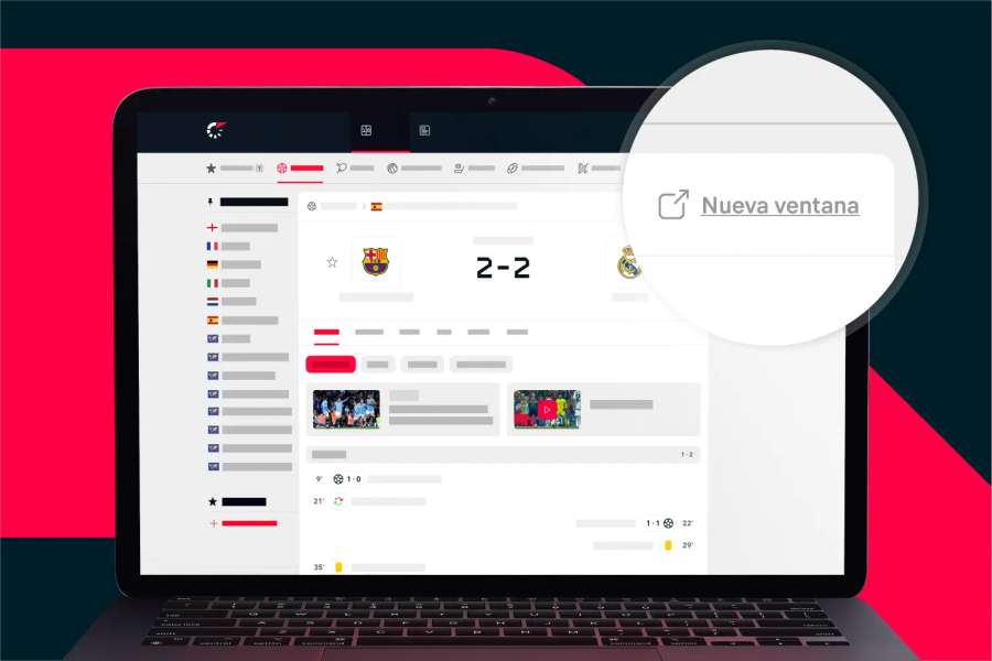 Nuevos detalles de los partidos en la web: página completa en lugar de una ventana pequeña