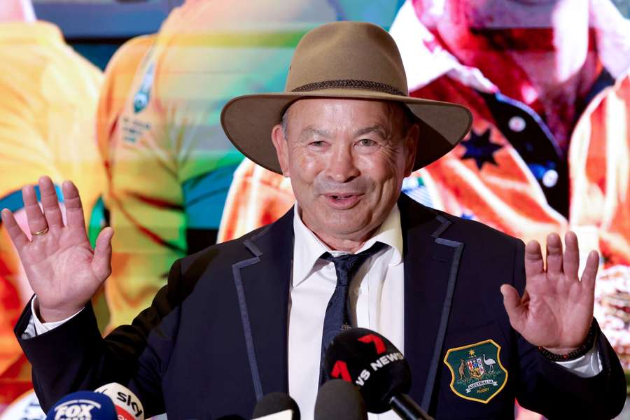 Australia’s rugby team head coach Eddie Jones speaks to media at the Sydney International Airport